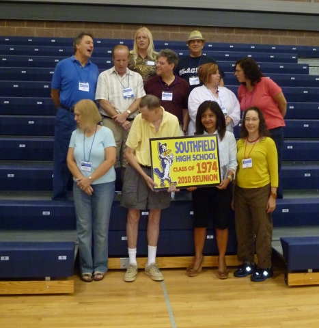 Class of 74 in new gym at SHS