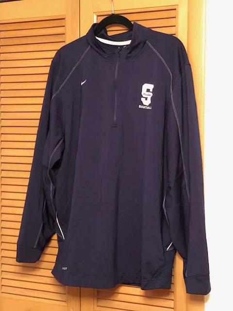 ITEM#6-$70 Official Southfield High
BlueJays Basketball
Nike Navy Warm Up Jacket
9 inch zipper
XL size- 44